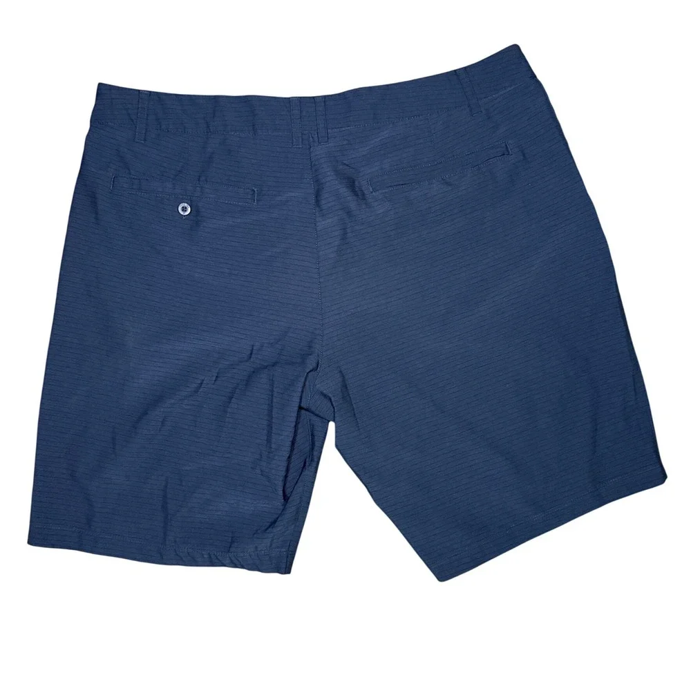 Hang Ten Mens Navy Blue Hybrid Shorts Size 40 Micro Stripe Stretch Performance